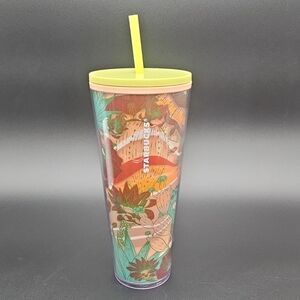 Starbucks Tropical Floral Tumbler with Yellow Straw